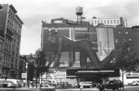 Modeling Calvin Klein Jeans on a New York City billboard